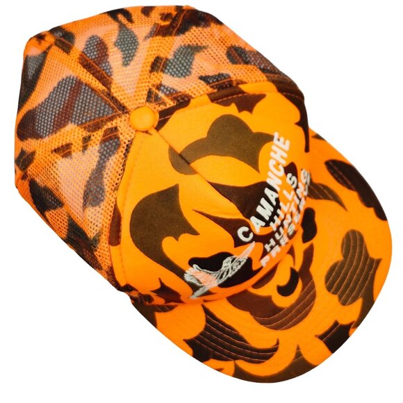 Camanche Hills Hunting Preserve Orange Camo Snapback Trucker Hat Drystone - Picture 8 of 11